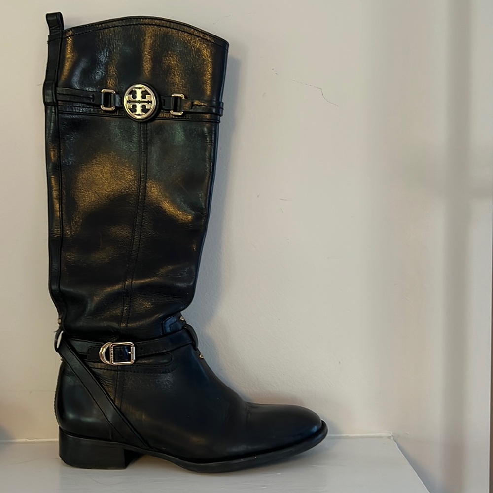 Tory Burch Black Leather Knee High Boots